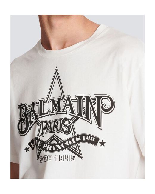 Balmain White Star T-Shirt for men