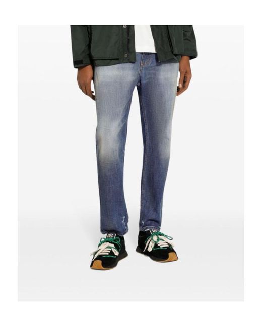 Dolce & Gabbana Blue Belt-Loop Jeans for men