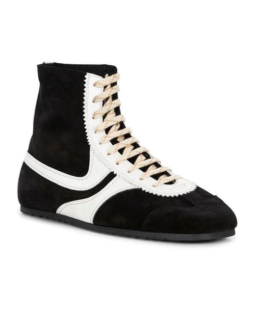 Dries Van Noten Black Round Toe Lace-Up Sneakers for men