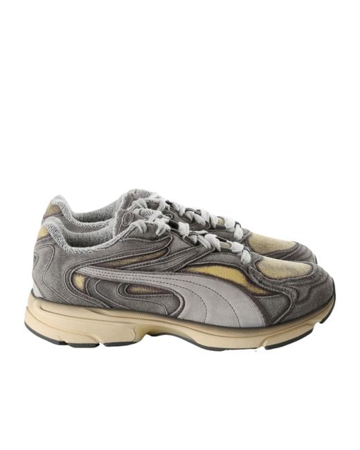 PUMA Gray Extos Overdye Lace-Up Sneakers for men