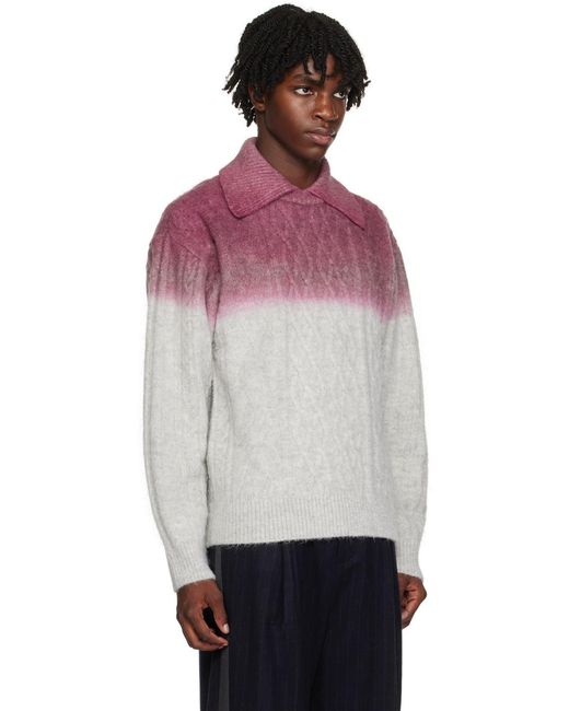 Adererror Gray Gradient Knitted Sweater for men