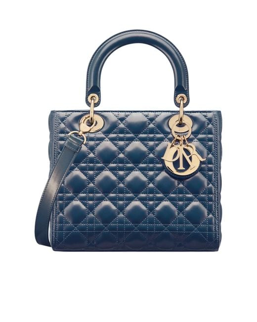 Dior Blue Medium Lady Logo Shoulder Bag