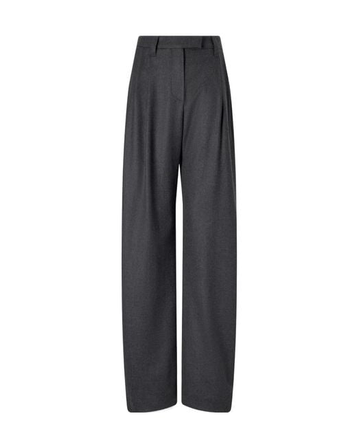 Brunello Cucinelli Gray Pleated Straight Leg Pants