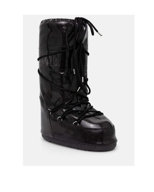 Moon Boot Black Icon Glitter Padded Snow Boots for men