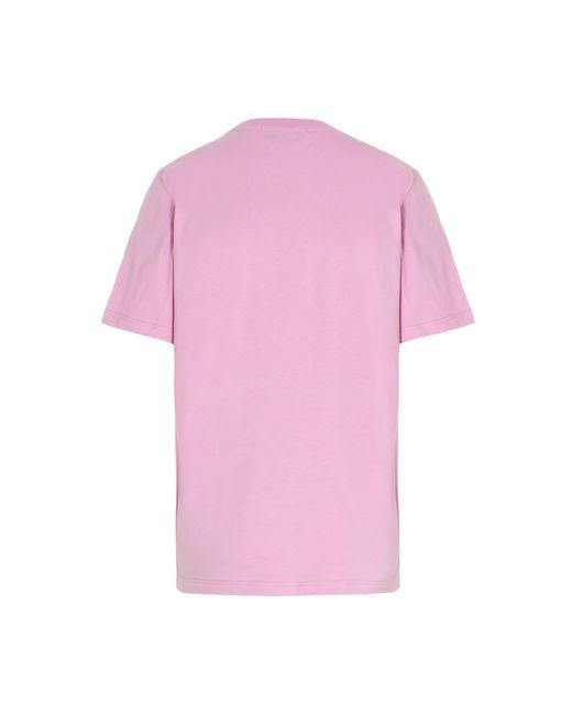 MSGM Pink Logo Print Round-Collar T-Shirt