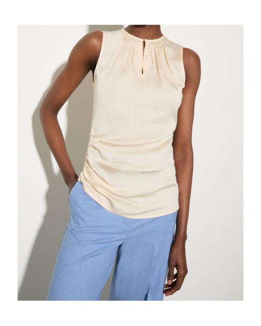 MAX&Co. Natural Satin Top With Draping