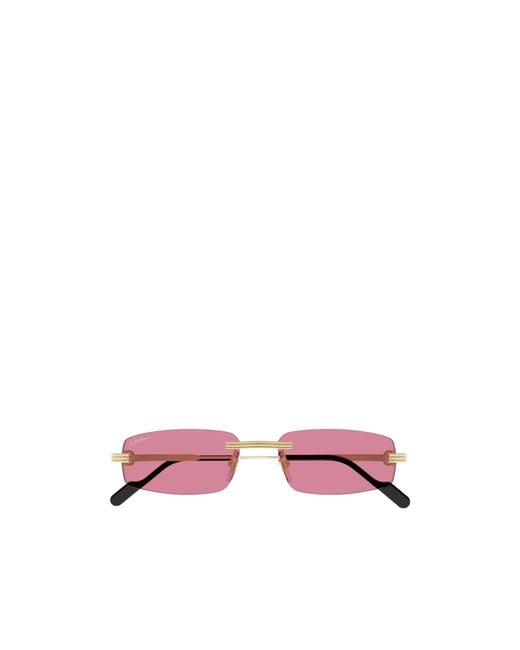 Cartier Pink Rectangular Rimless Sunglasses for men