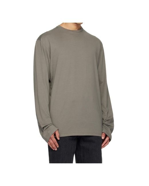 Rier Gray Crew Neck Knitted Cotton T-Shirt for men