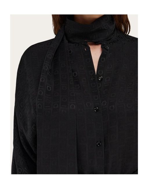 Ferragamo Black Ferragamo Sash Collar Blouse