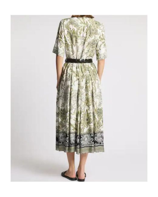 Fay Green Floral Shirt Midi Dress