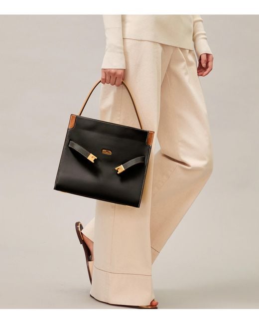 Tory Burch Black Lee Radziwill Layered Small Tote Bag
