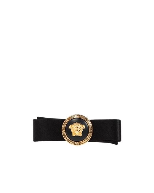 Versace White Medusa-Appliqué Satin Finished Hair Clip