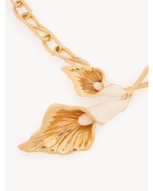 Chloé Metallic Enamel Lily Necklace