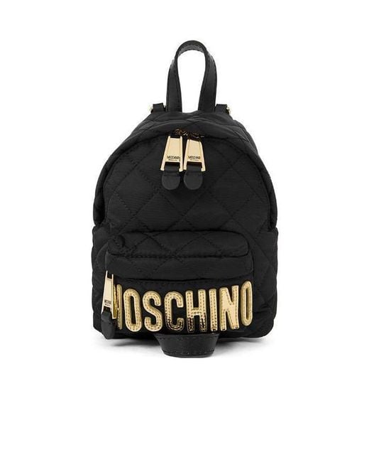 Moschino Black Checked Mini Backpack