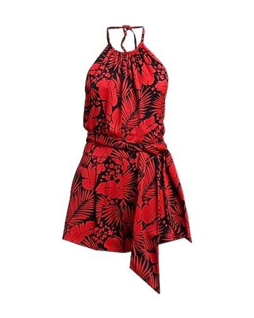 Saint Laurent Red Floral Round Neck Dress