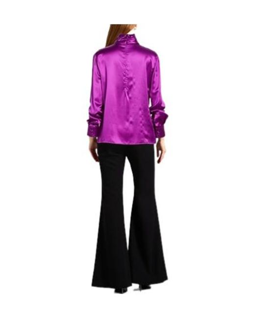Dolce & Gabbana Purple Solidcolor Satin Longsleeve Top