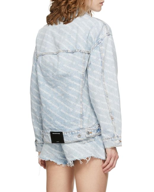 Alexander Wang Blue Allover Logo Printed Denim Jacket