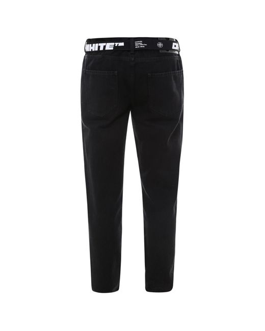 Off-White c/o Virgil Abloh Black Industrial Belted Tapered Jeans for men