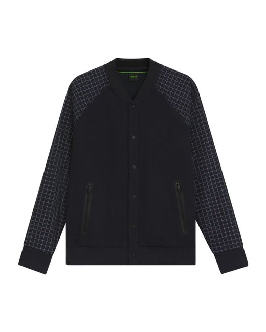 Boss Blue Sleeve Baseball Bomber Jacket for men