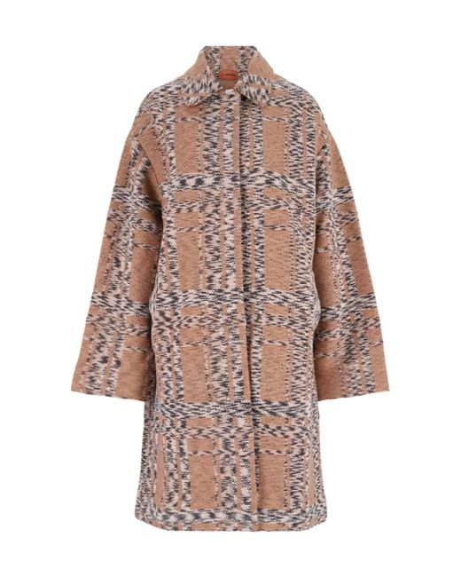 Missoni Brown Checked Single-Breasted Knitted Coat