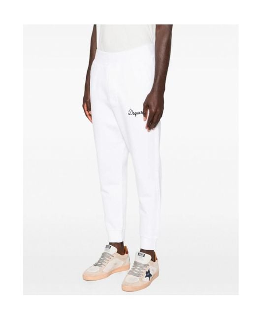 DSquared² White Logo Embroidered Sweatpants for men