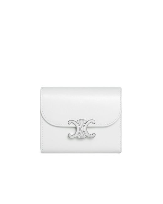 Céline White Small Wallet Triomphe