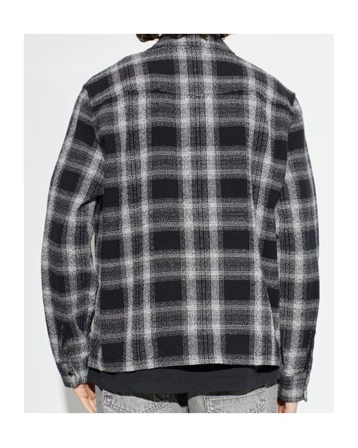 AllSaints Gray Teshio Check Long-Sleeved Shirt for men