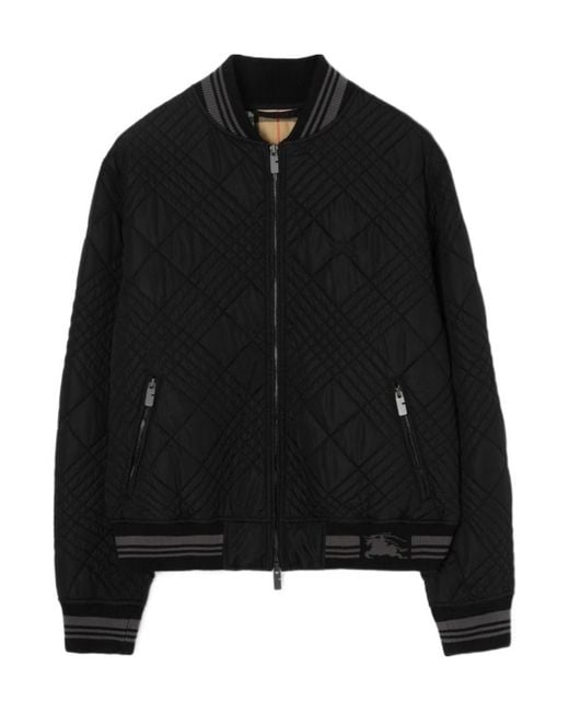 Burberry Black Micro Check-Stitch Rakewood Bomber Jacket for men