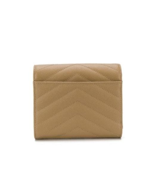 Saint Laurent Natural Monogram Tri-Fold Wallet