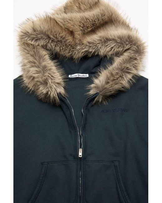 Acne Green Sweater With Faux Fur Hood