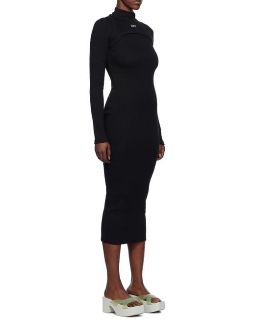 Off-White c/o Virgil Abloh Black High-Neck Stretch Dress