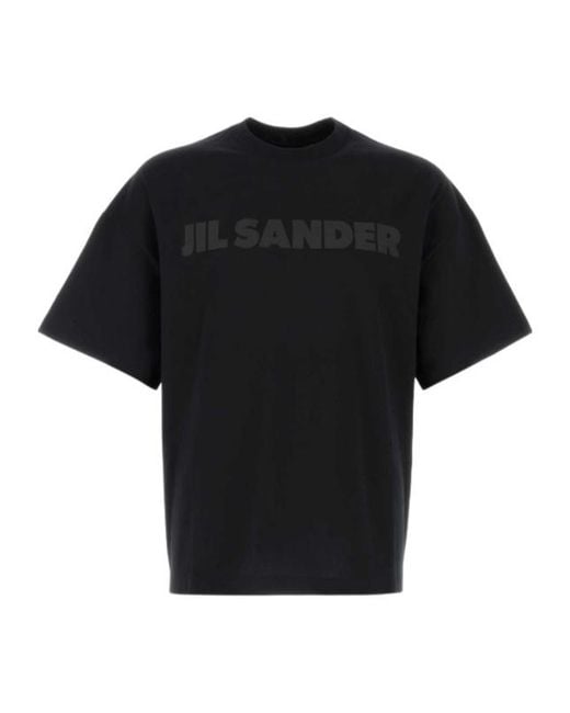 Jil Sander Black Logo Printed Crewneck T-Shirt for men