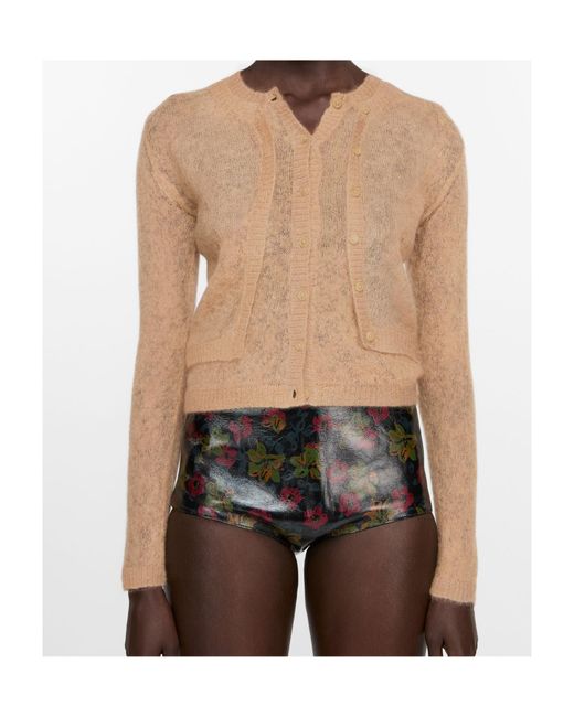 Acne Natural Layered Mohair Cardigan