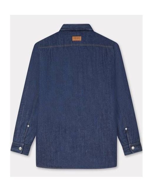 KENZO Blue Padded Japanese Denim Overshirt for men