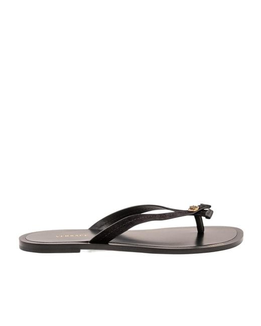 Versace White Logo-Detailed Flip Flops