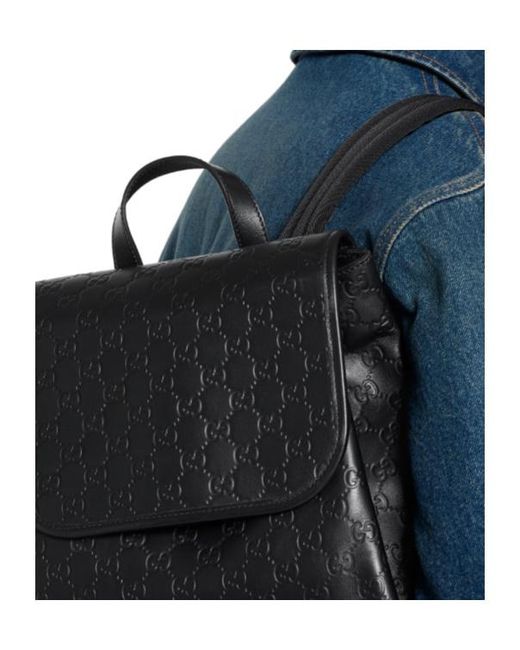 Gucci Black Gg Emblem Medium Backpack for men