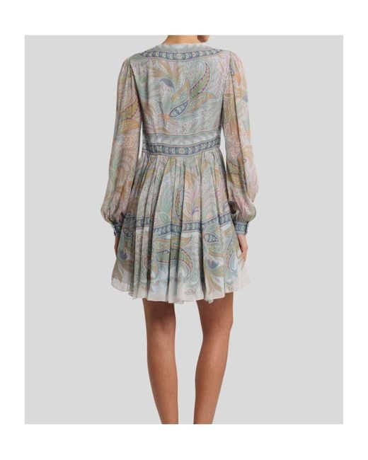 Etro Gray Silk Mini Dress