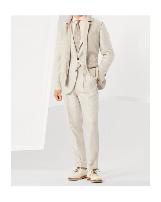 Brunello Cucinelli White Single-Breasted Tailored Blazer for men