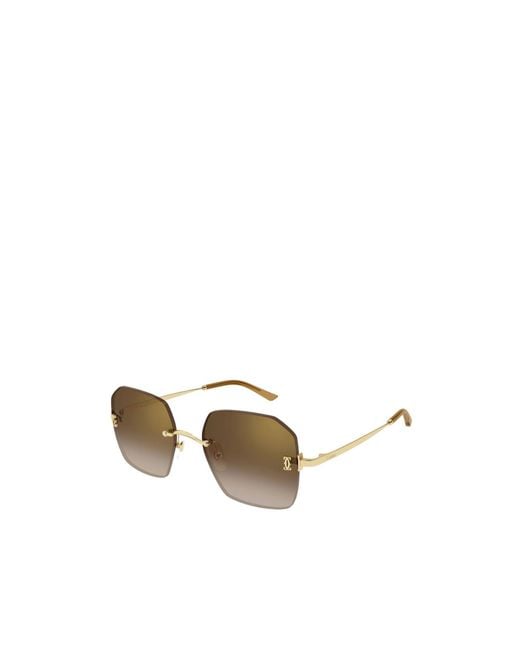 Cartier Metallic Frameless Geometric Sunglasses