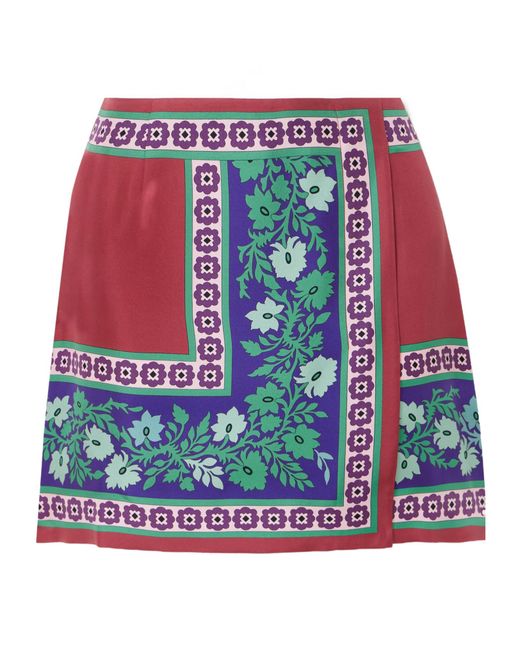 LaDoubleJ Red Foulard Floral Mini Skirt