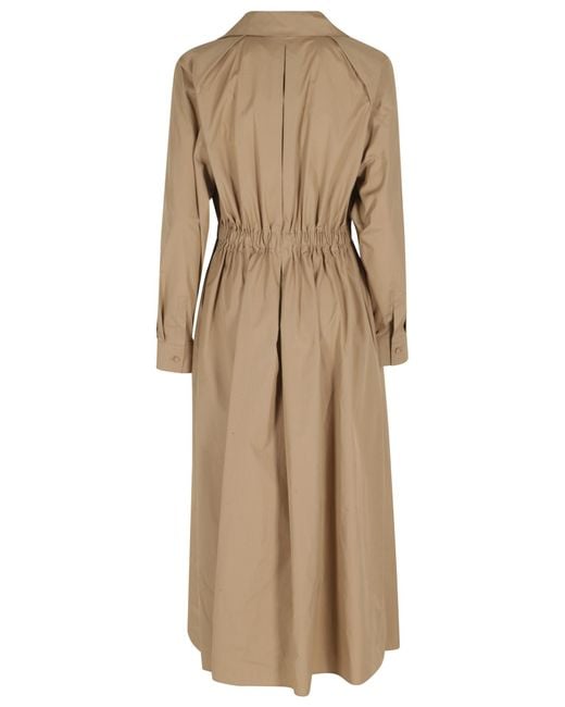 Max Mara Natural Pedaggi Drawstring A-Line Midi Dress