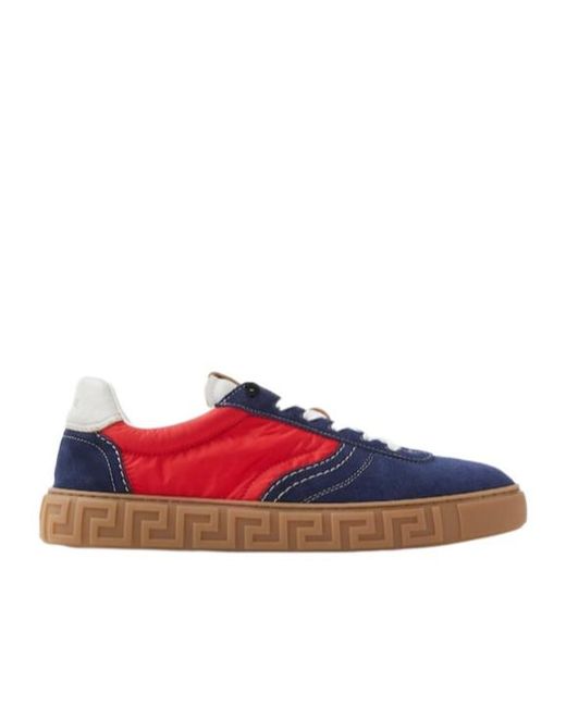 Versace Red Greca Lace-Up Sneakers for men