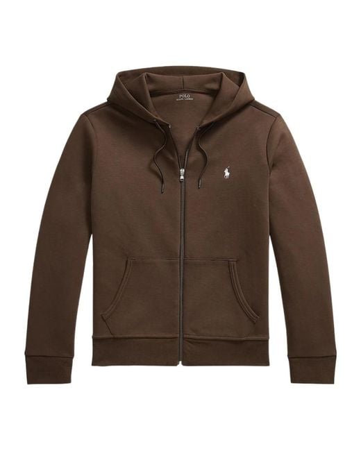 Polo Ralph Lauren Brown Zip-Up Logo Hoodie for men