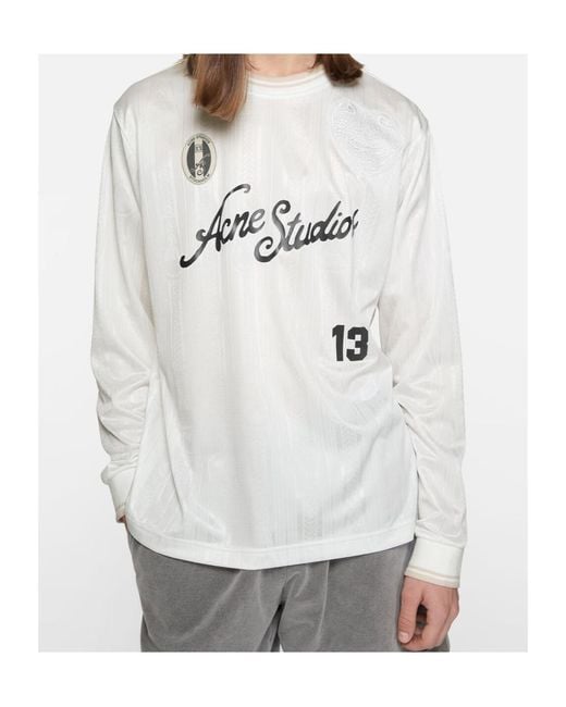 Acne White Long-Sleeve Print T-Shirt for men