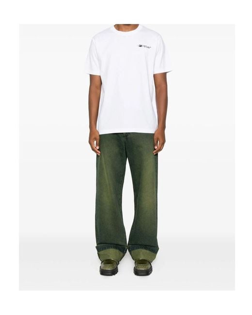 Off-White c/o Virgil Abloh White Logo Printed Crewneck T-Shirt for men