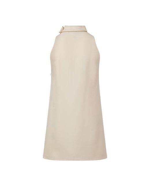 Valentino Natural Sleeveless Halter Mini Shift Dress