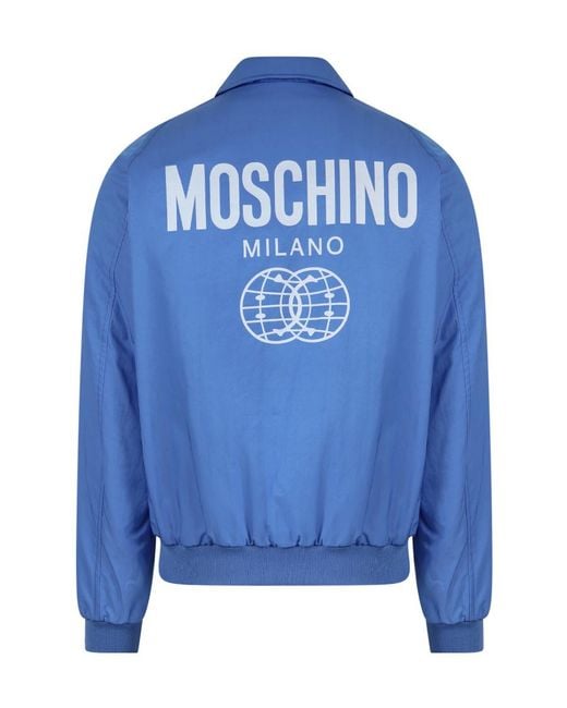 Moschino Blue Logo Printed Casual Jacket for men