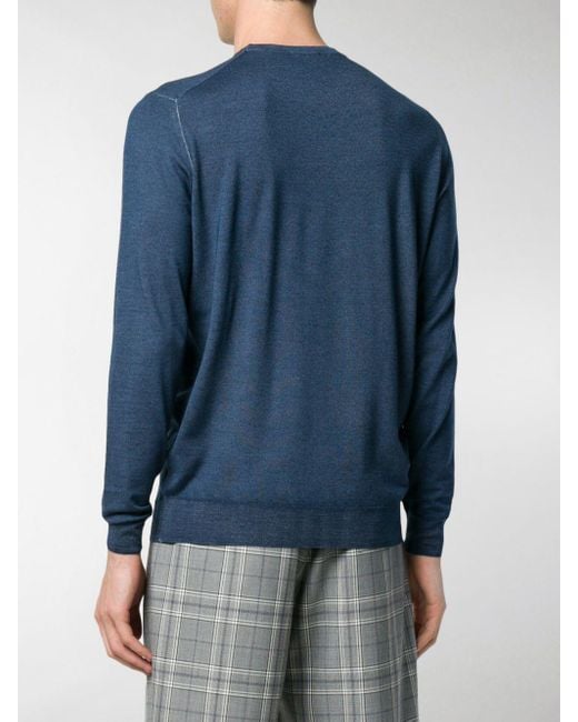 Drumohr Blue Crew-Neck Knitted Sweater for men