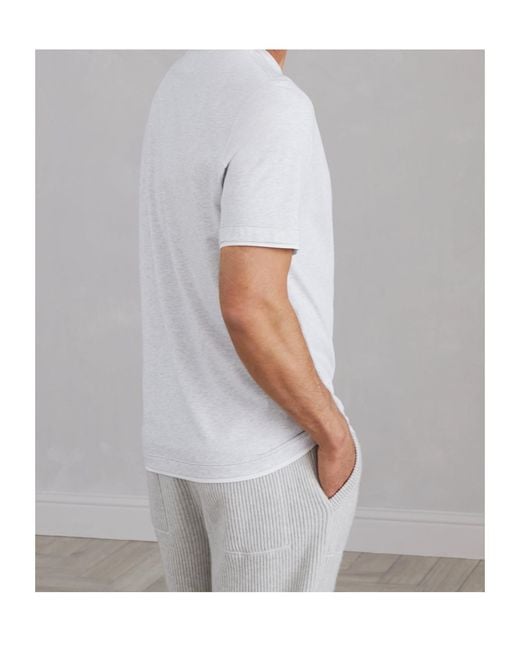 Brunello Cucinelli White Logo Embroidered Layered T-Shirt for men