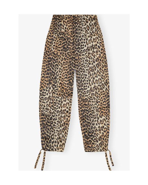 Ganni White Leopard Printed Drawstring Trousers